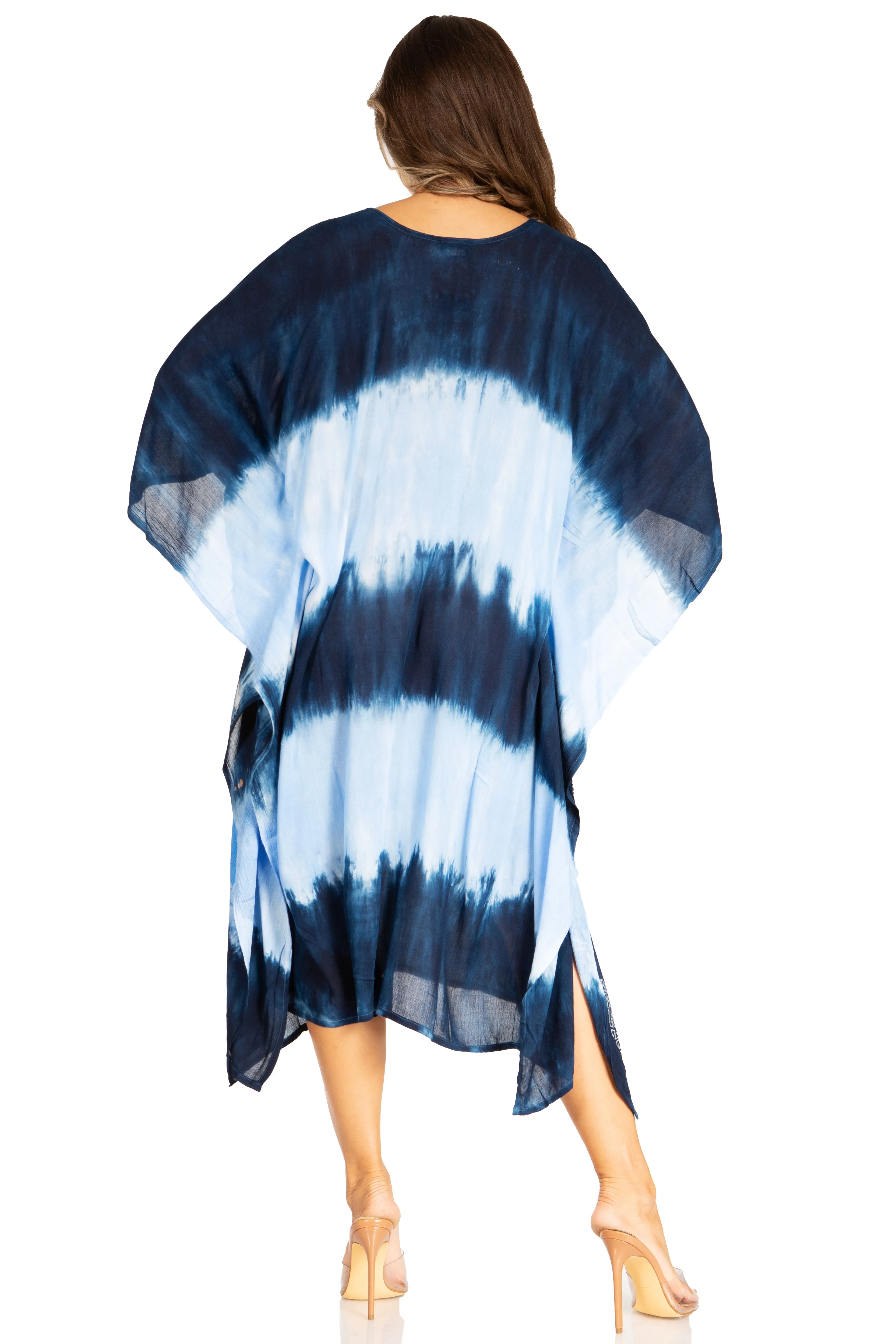 Sakkas Clementine Second Women's Tie Dye Caftan Dress/Cover Up Beach Kaftan Boho