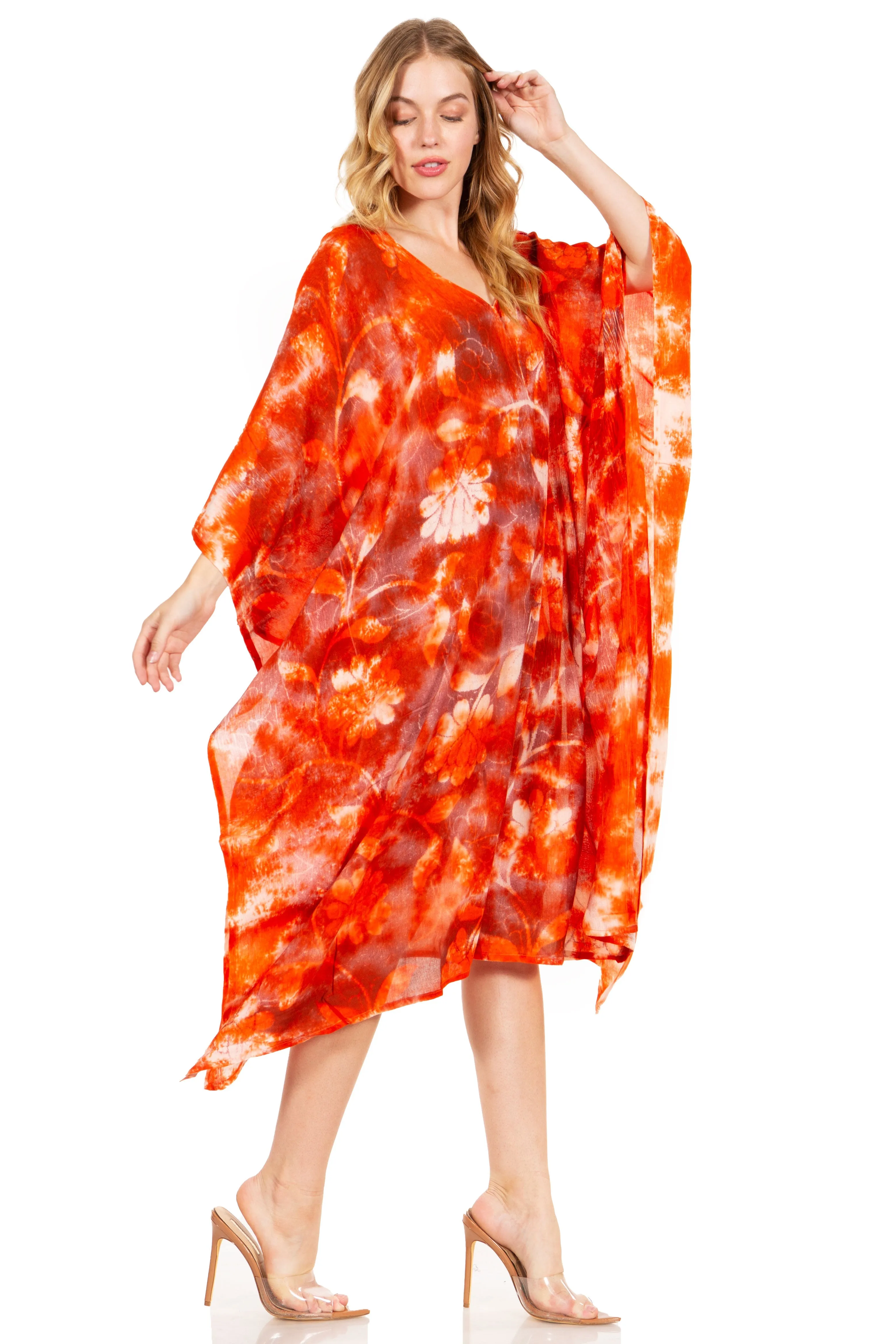 Sakkas Clementine Second Women's Tie Dye Caftan Dress/Cover Up Beach Kaftan Boho