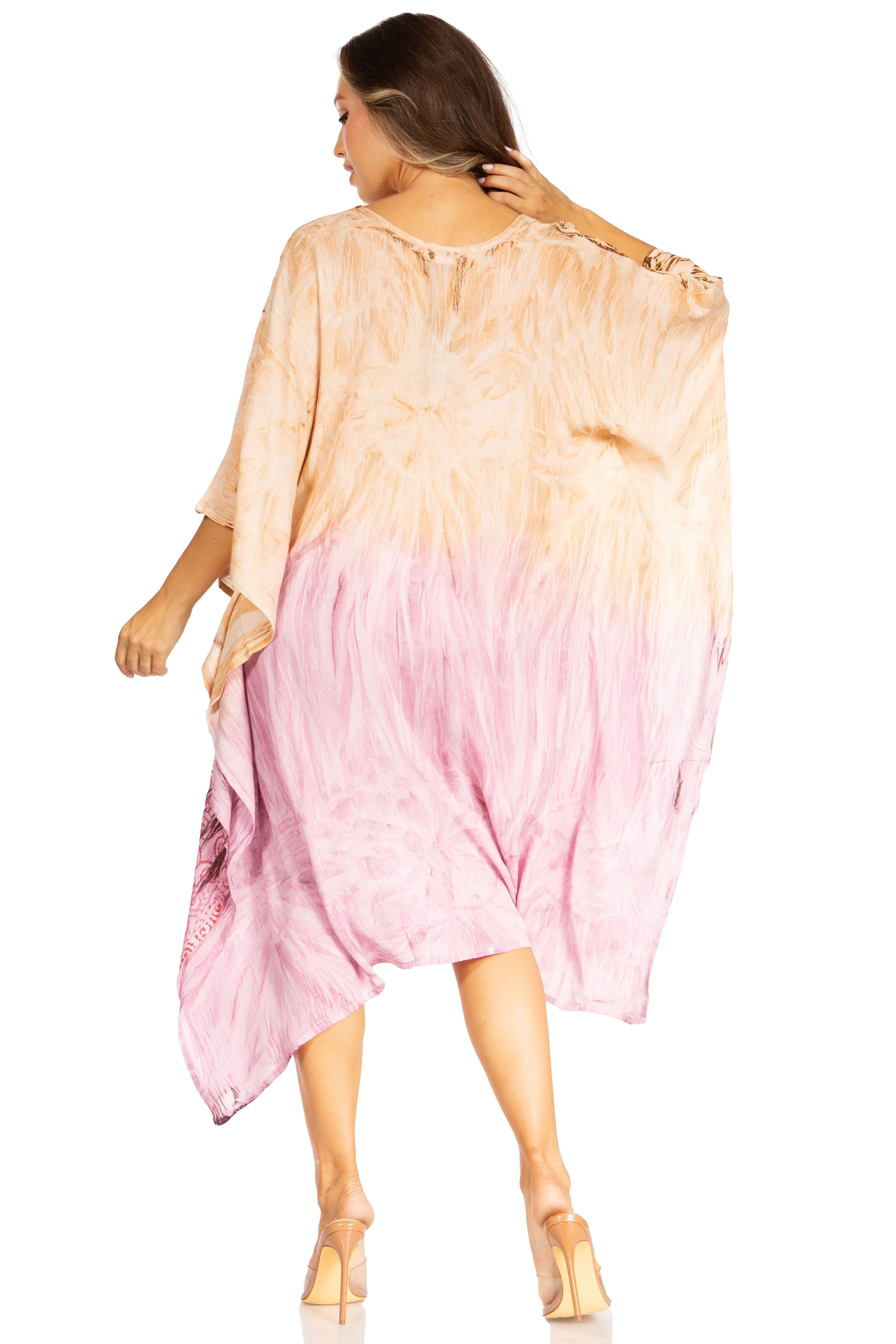 Sakkas Clementine Third Women's Tie Dye Caftan Dress/Cover Up Beach Kaftan Summer