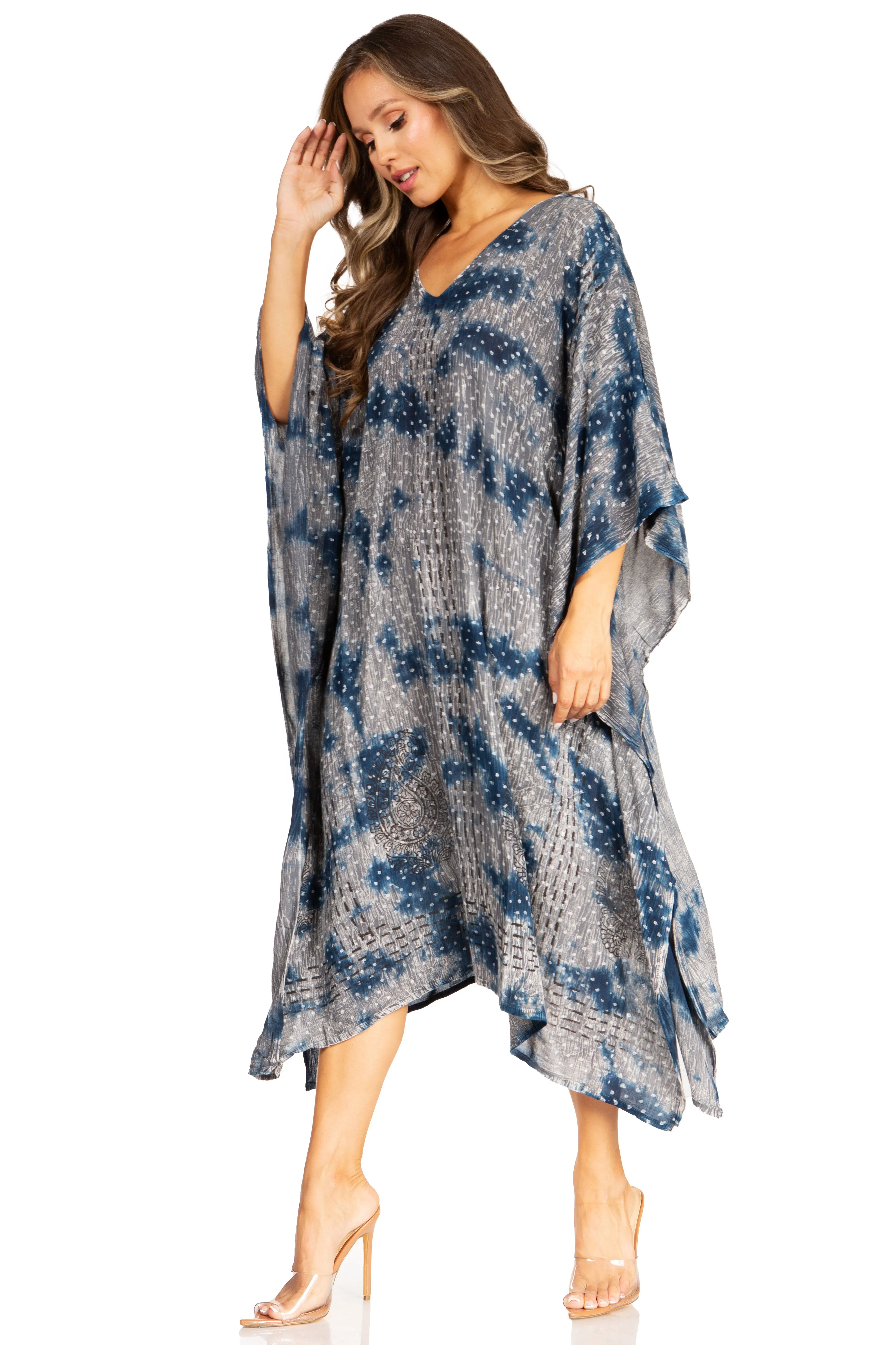 Sakkas Clementine Third Women's Tie Dye Caftan Dress/Cover Up Beach Kaftan Summer