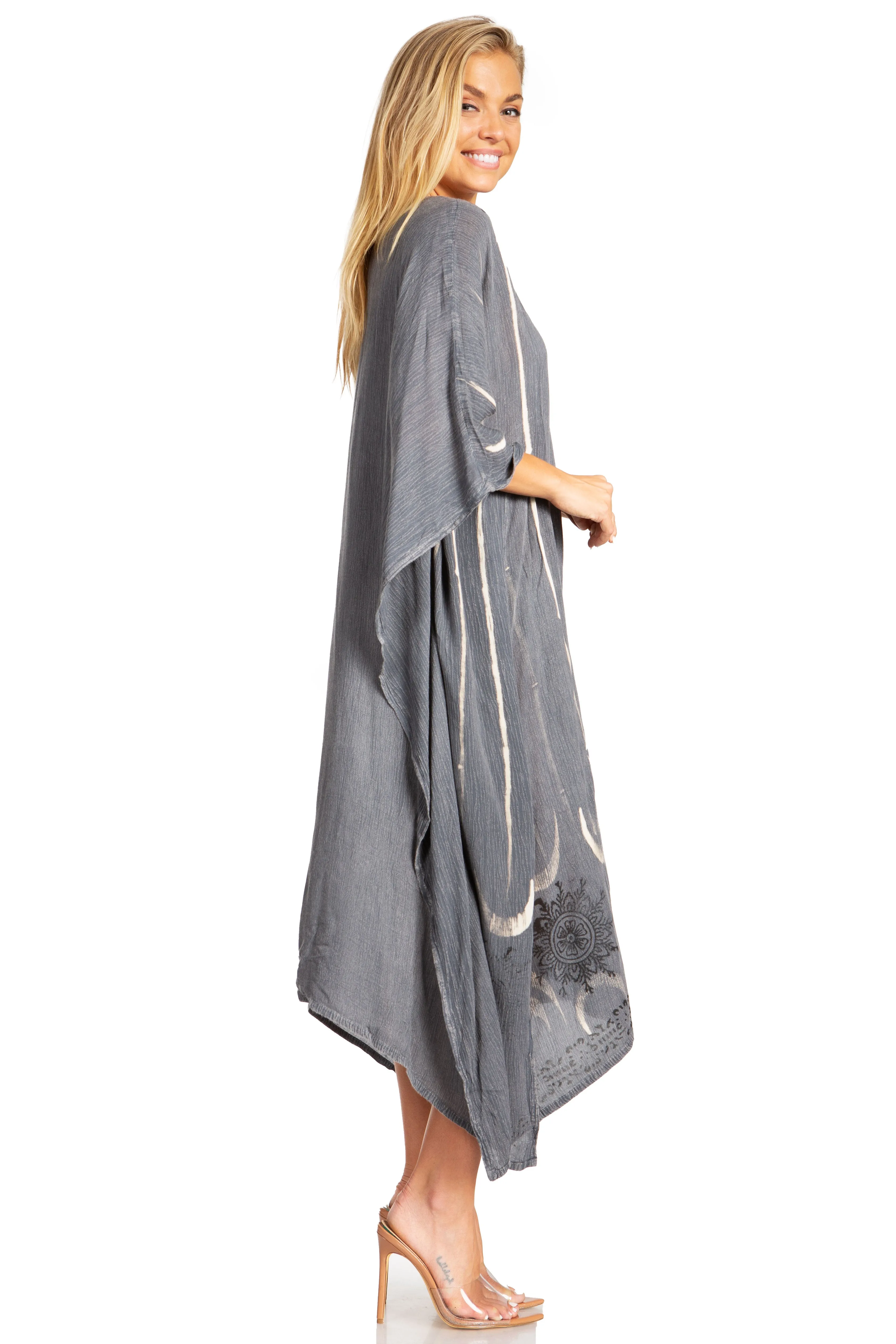 Sakkas Clementine Third Women's Tie Dye Caftan Dress/Cover Up Beach Kaftan Summer