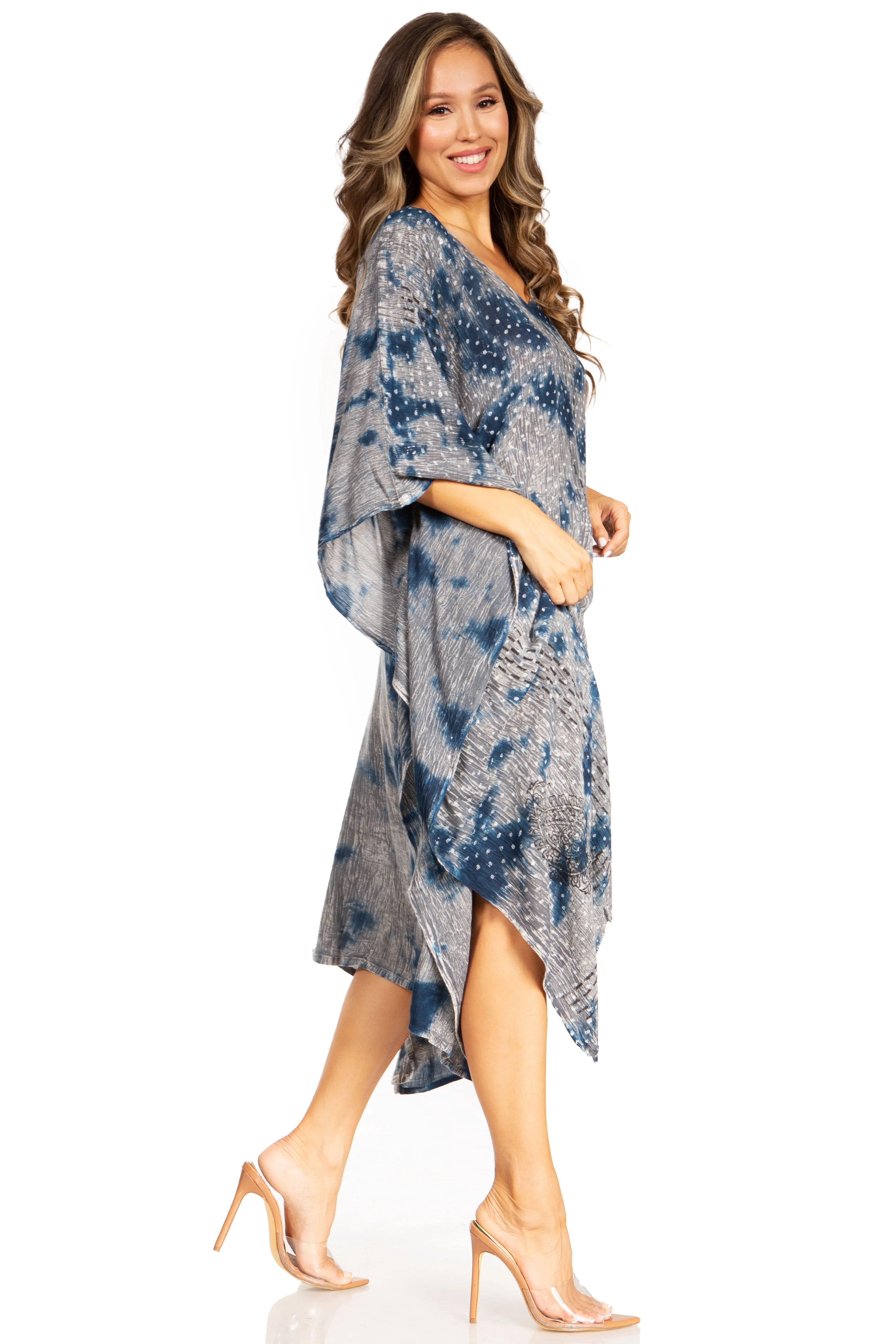 Sakkas Clementine Third Women's Tie Dye Caftan Dress/Cover Up Beach Kaftan Summer