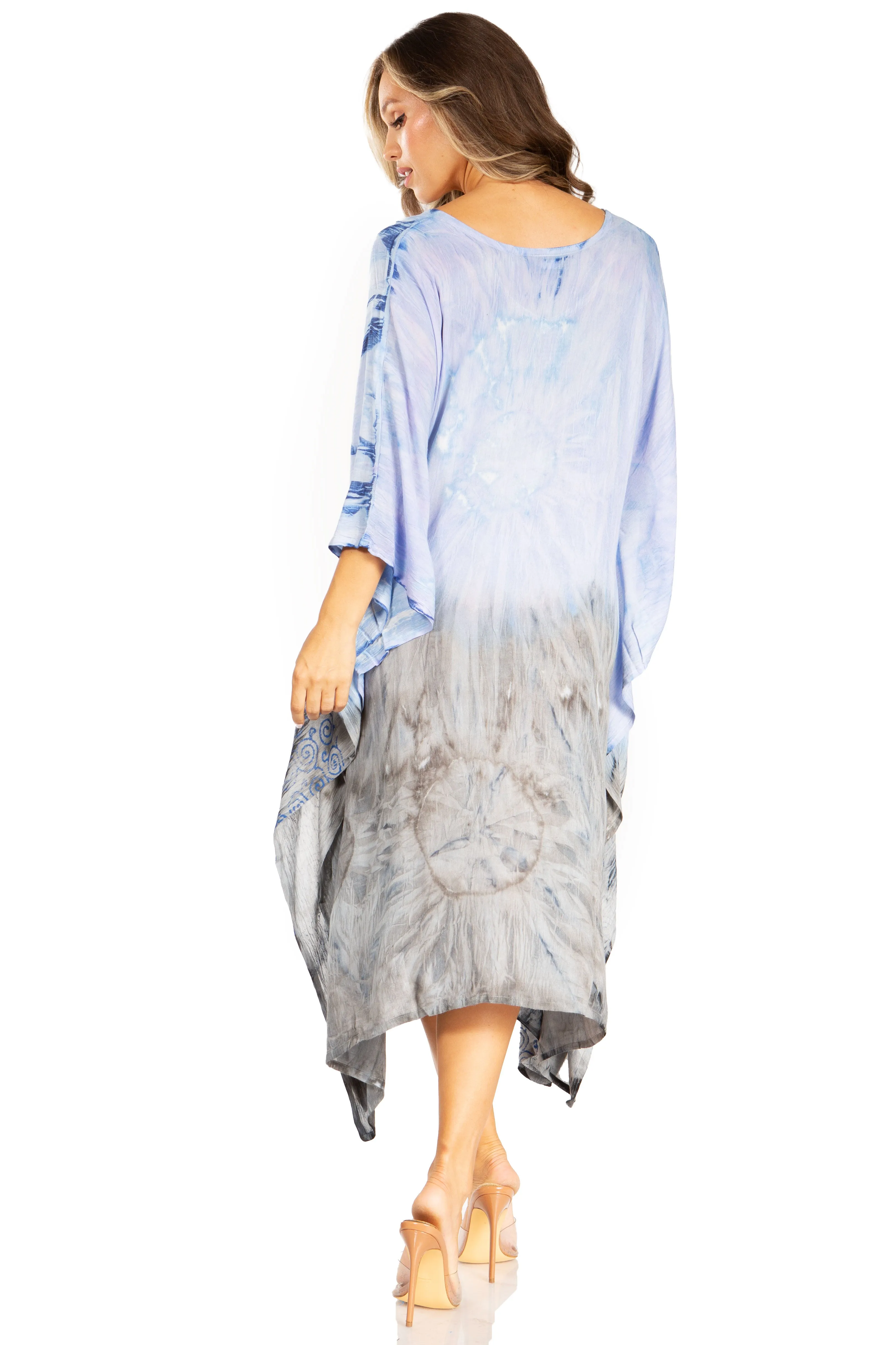 Sakkas Clementine Third Women's Tie Dye Caftan Dress/Cover Up Beach Kaftan Summer