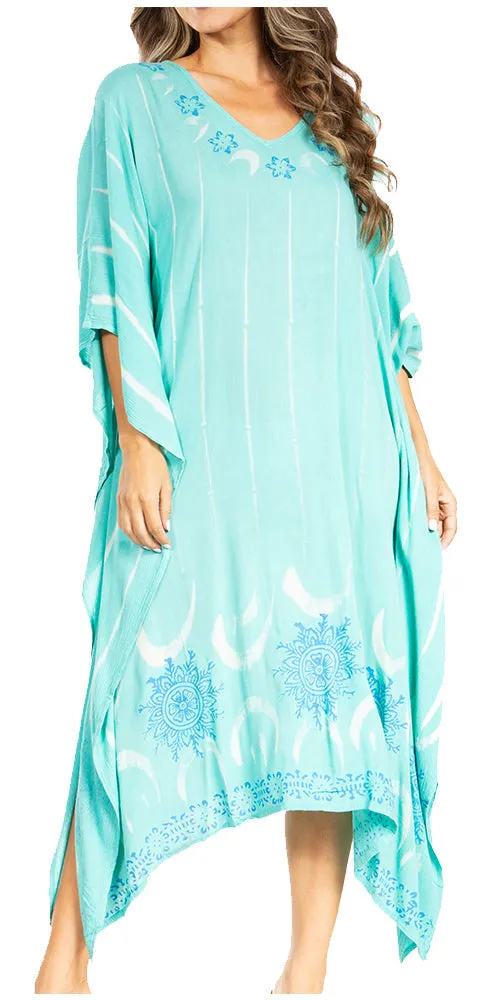 Sakkas Clementine Third Women's Tie Dye Caftan Dress/Cover Up Beach Kaftan Summer