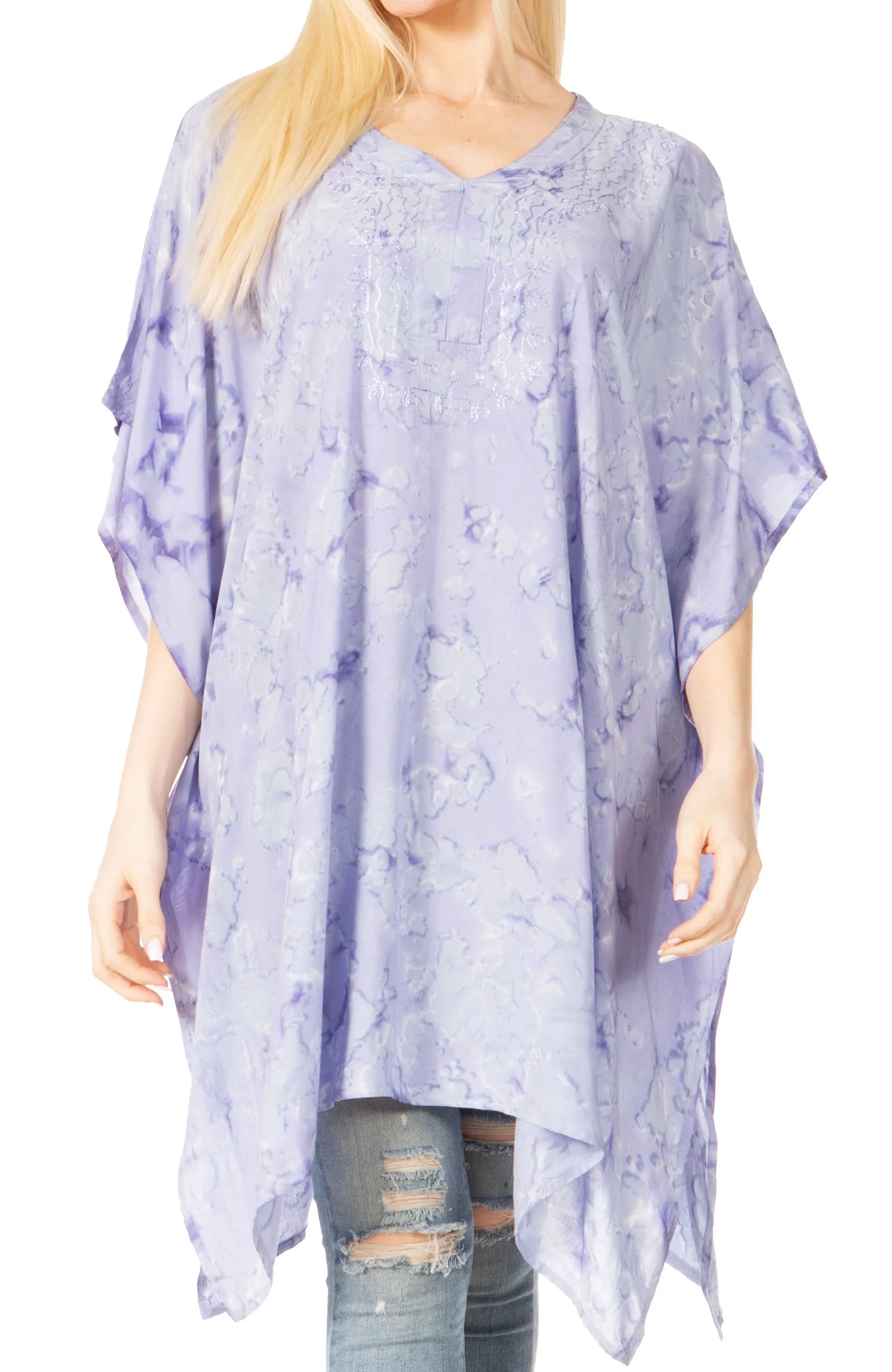 Sakkas Marcy Women's V-neck Caftan Top Tunic Dress - Perfect for Summer Boho Style & Swinging Coverup