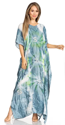 Sakkas Pilar Petite Women's Beach Maxi Caftan Dress in Short Sleeve Casual Style