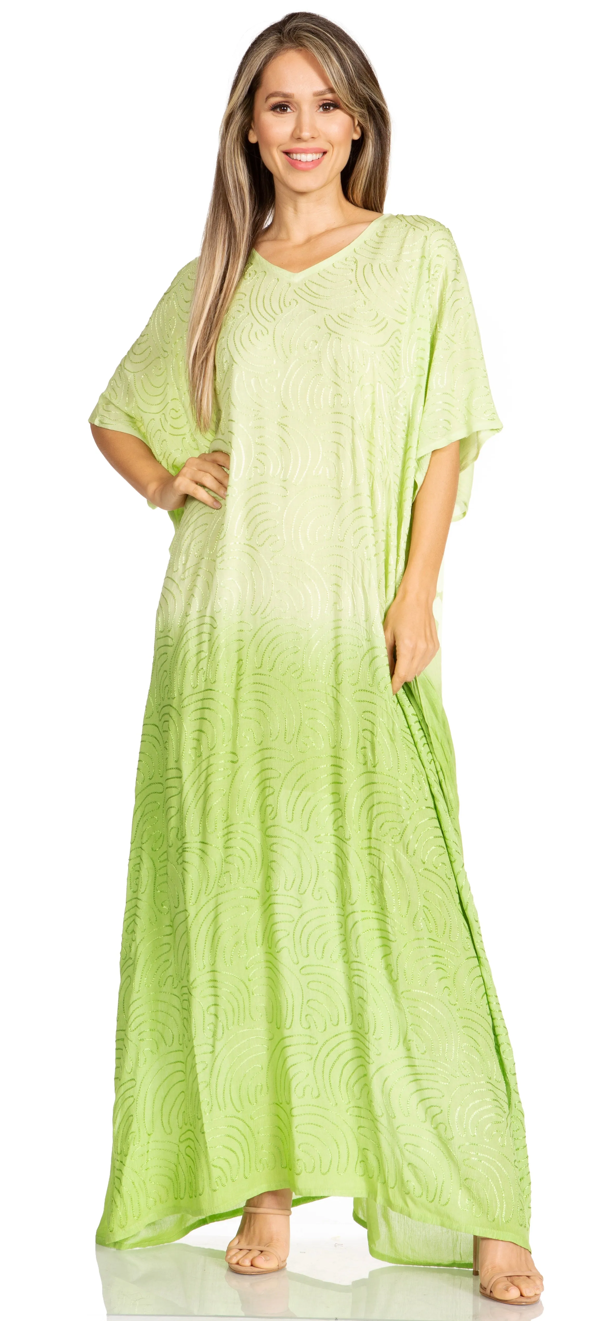 Sakkas Pilar Petite Women's Beach Maxi Caftan Dress in Short Sleeve Casual Style