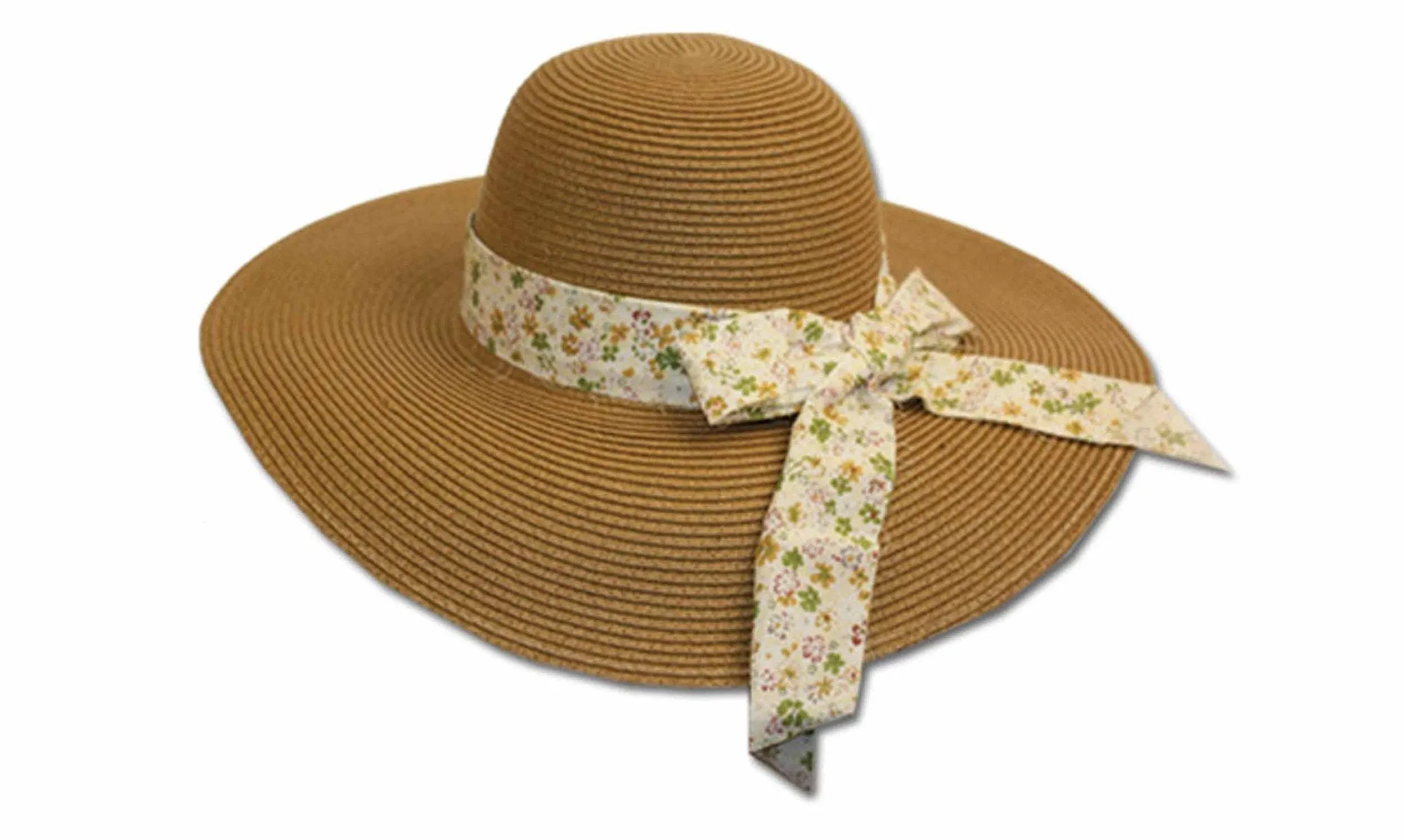 Sakkas Women's Sweet Floral Ribbon Accent UPF 50  Floppy Brim Straw Hat