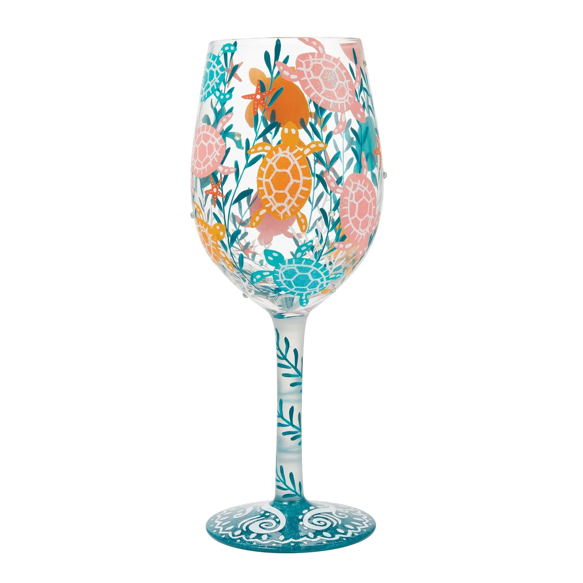 Sea Turtle Delight Hand Painted Wine Glass