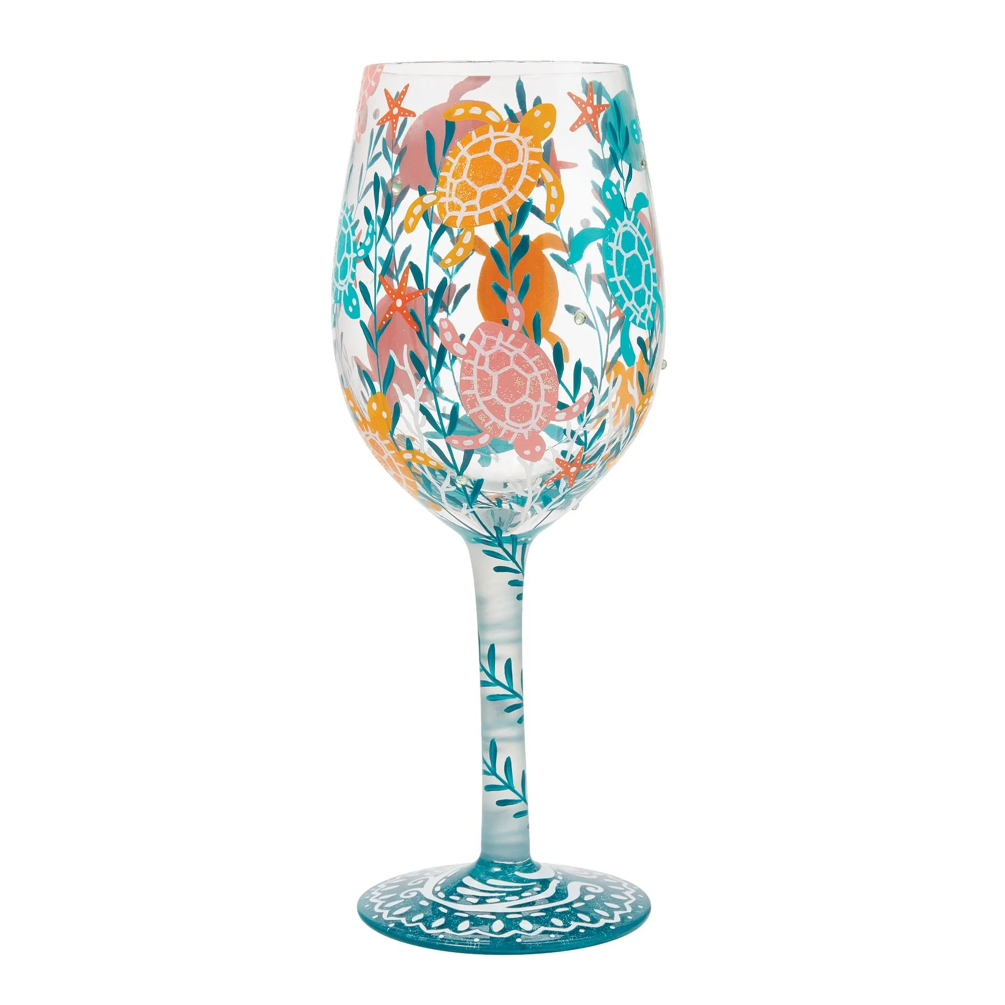 Sea Turtle Delight Hand Painted Wine Glass