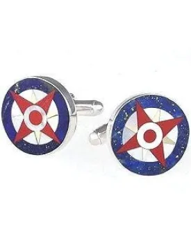 Sterling Compass Rose Cufflink Set