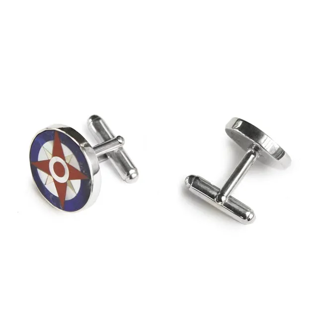 Sterling Compass Rose Cufflink Set