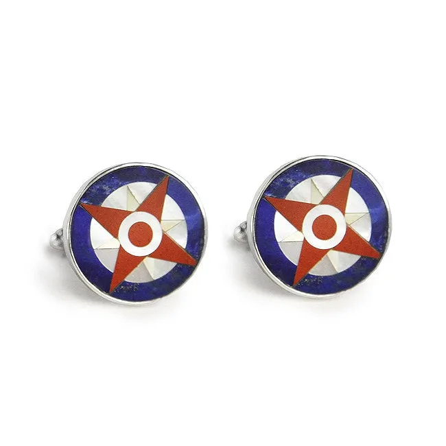 Sterling Compass Rose Cufflink Set