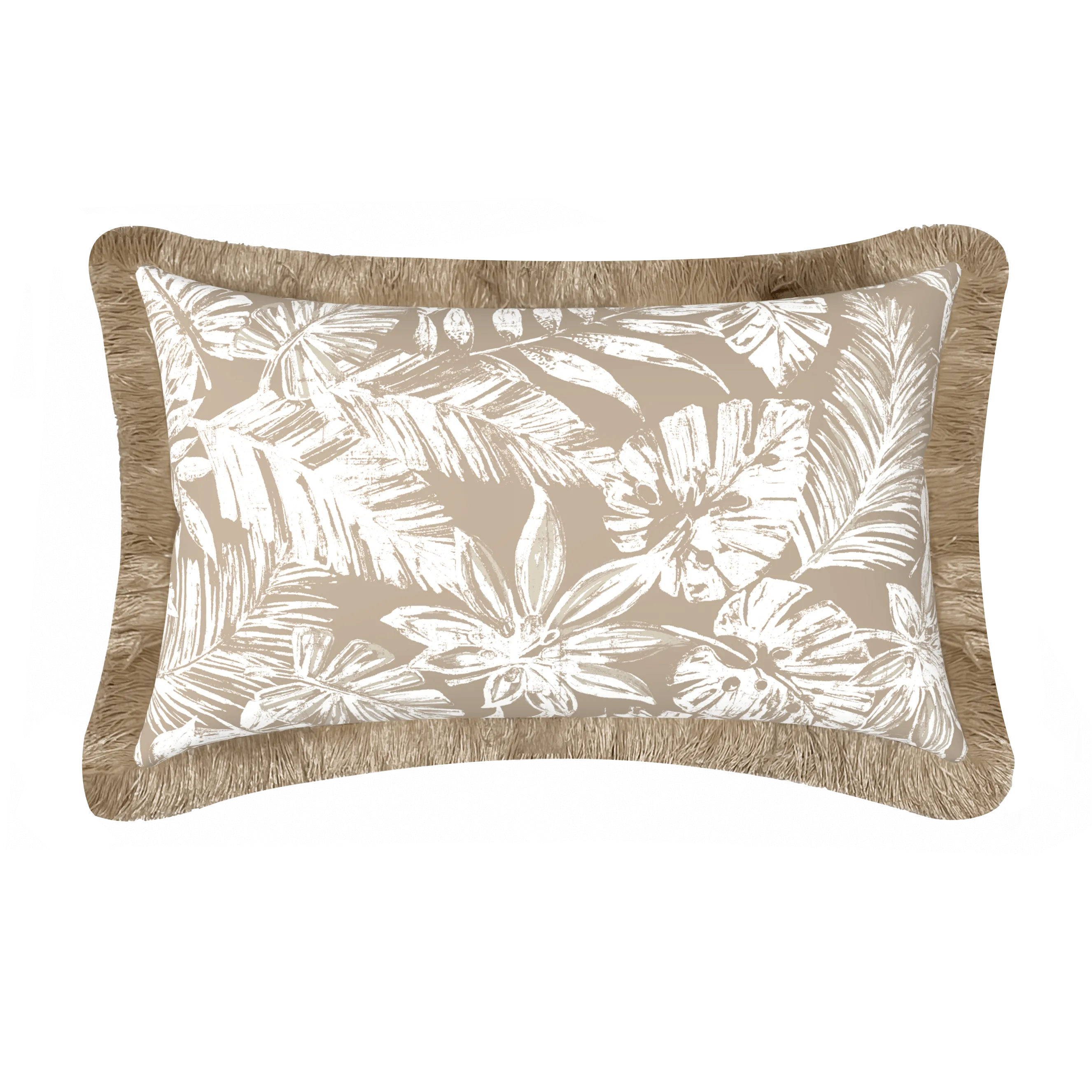 Tahiti Natural Escape - 30x50cm Fringed Outdoor Cushion