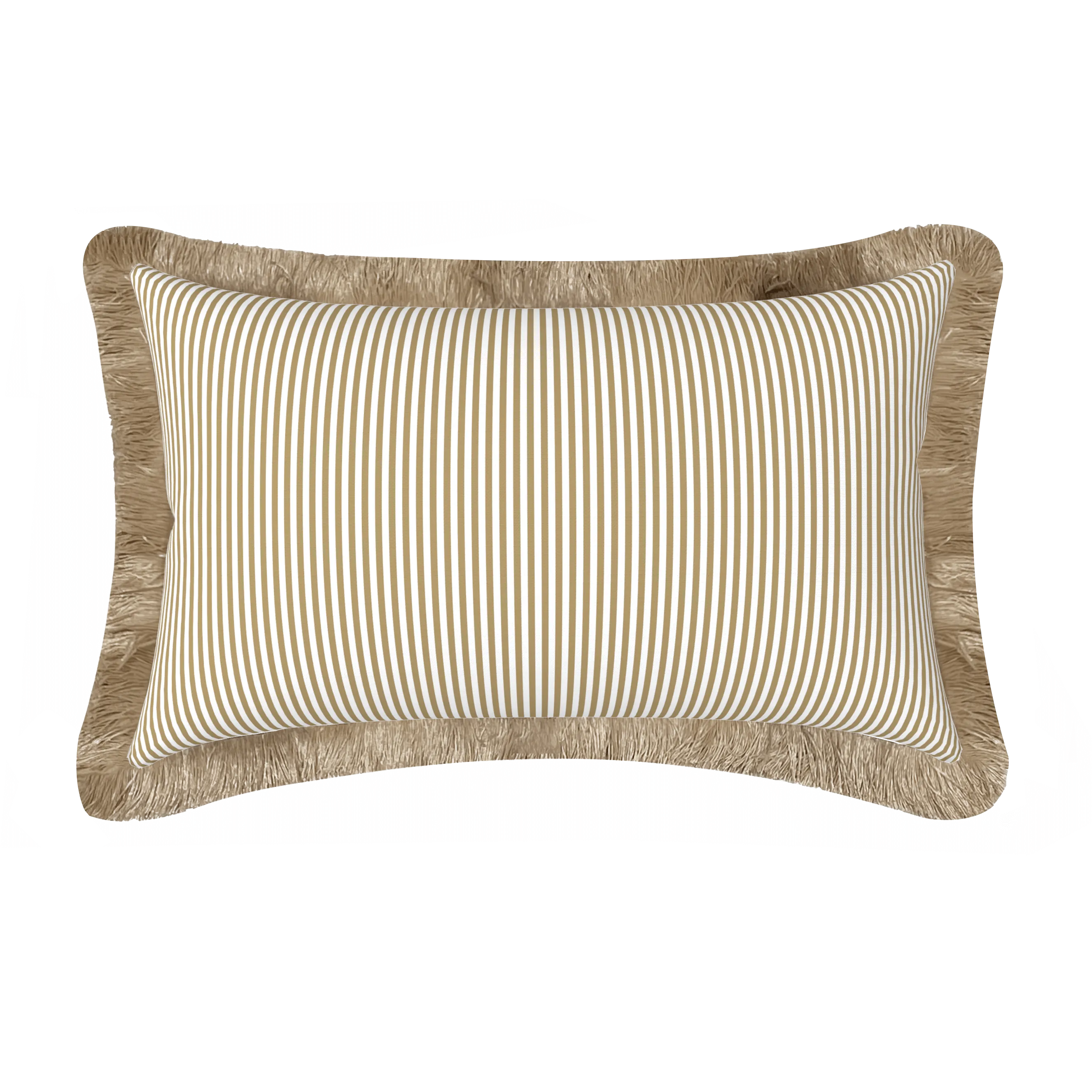 Tahiti Natural Stripe - 30x50cm Fringed Outdoor Cushion