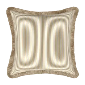 Tahiti Natural Stripe - 50x50cm Fringed Outdoor Cushion