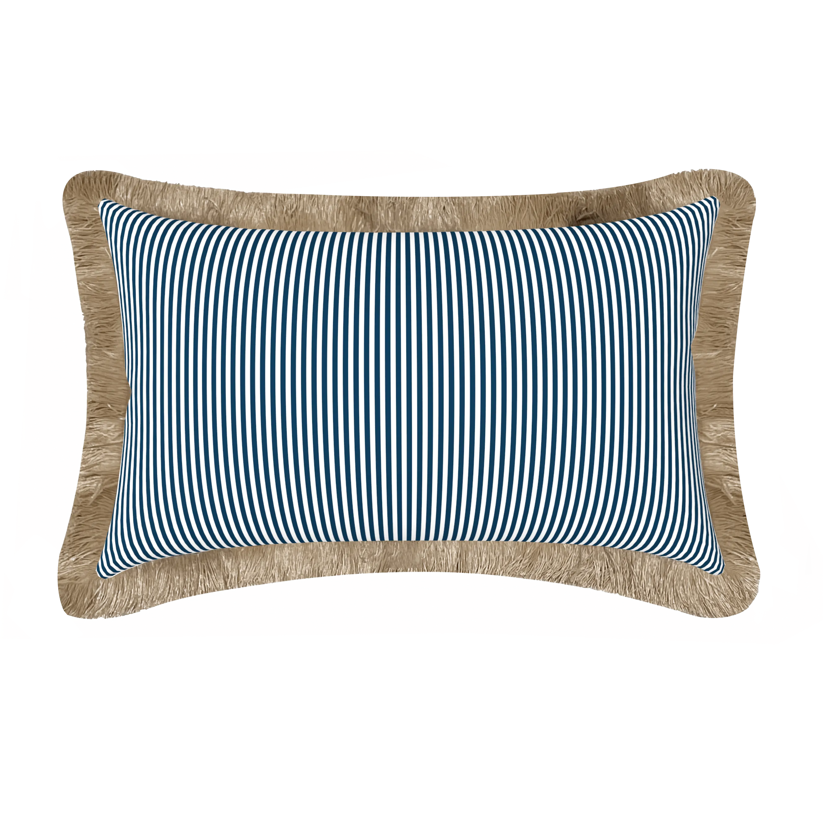 Tahiti Navy Stripe - 30x50cm Fringed Outdoor Cushion