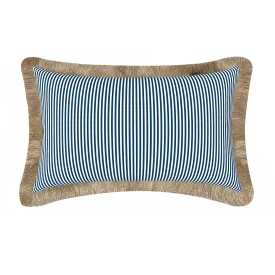 Tahiti Navy Stripe - 30x50cm Fringed Outdoor Cushion