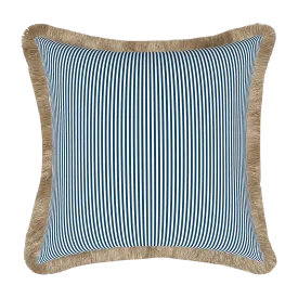 Tahiti Navy Stripe - 50x50cm Fringed Outdoor Cushion