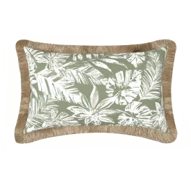 Tahiti Sage Escape - 30x50cm Fringed Outdoor Cushion