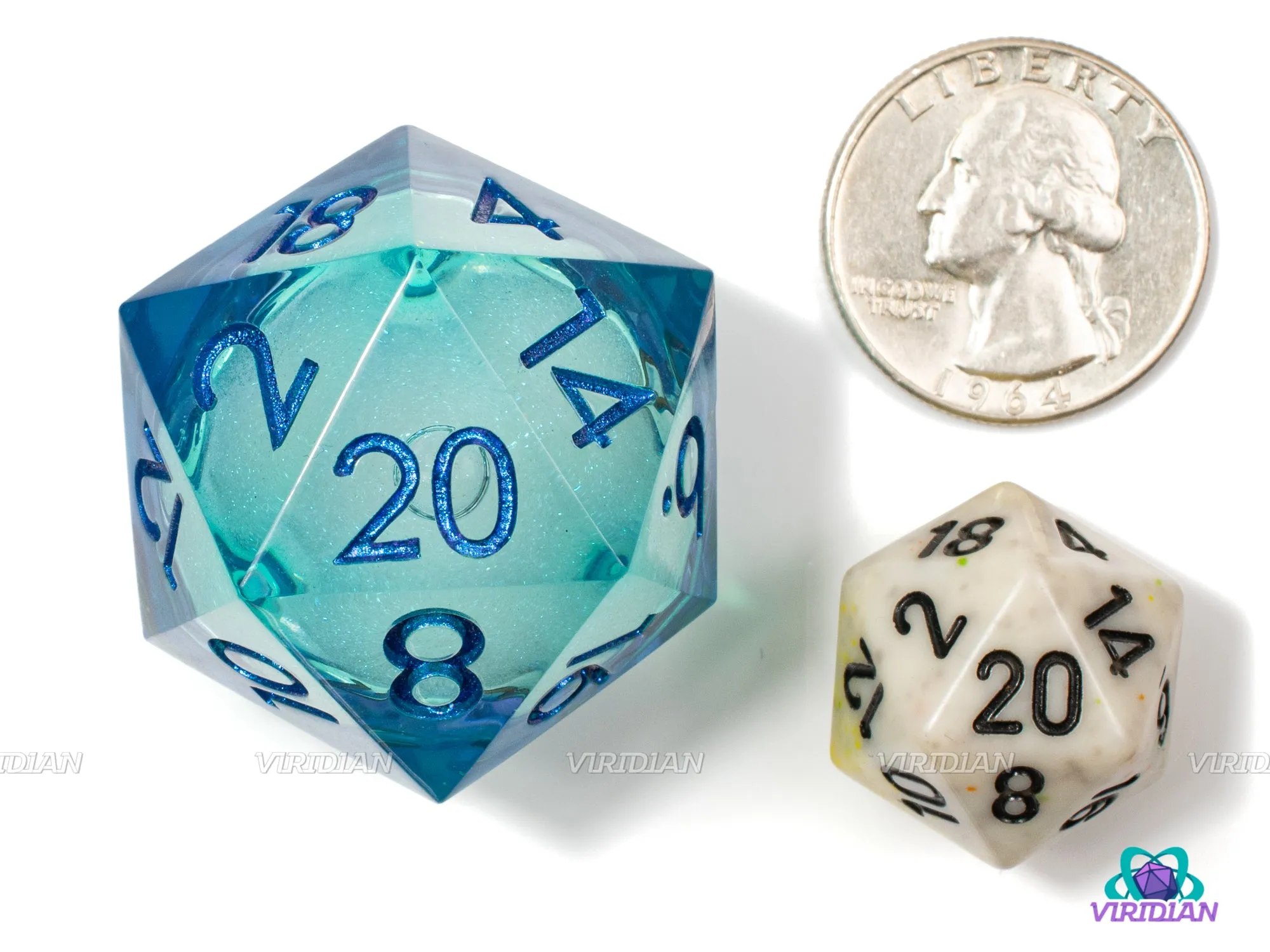 Turbo Slide D20 | Giant Liquid-Filled Core Viridian-Colors (Purple, Teal & Green) | Sharp-Edged Giant Resin D20 (1)