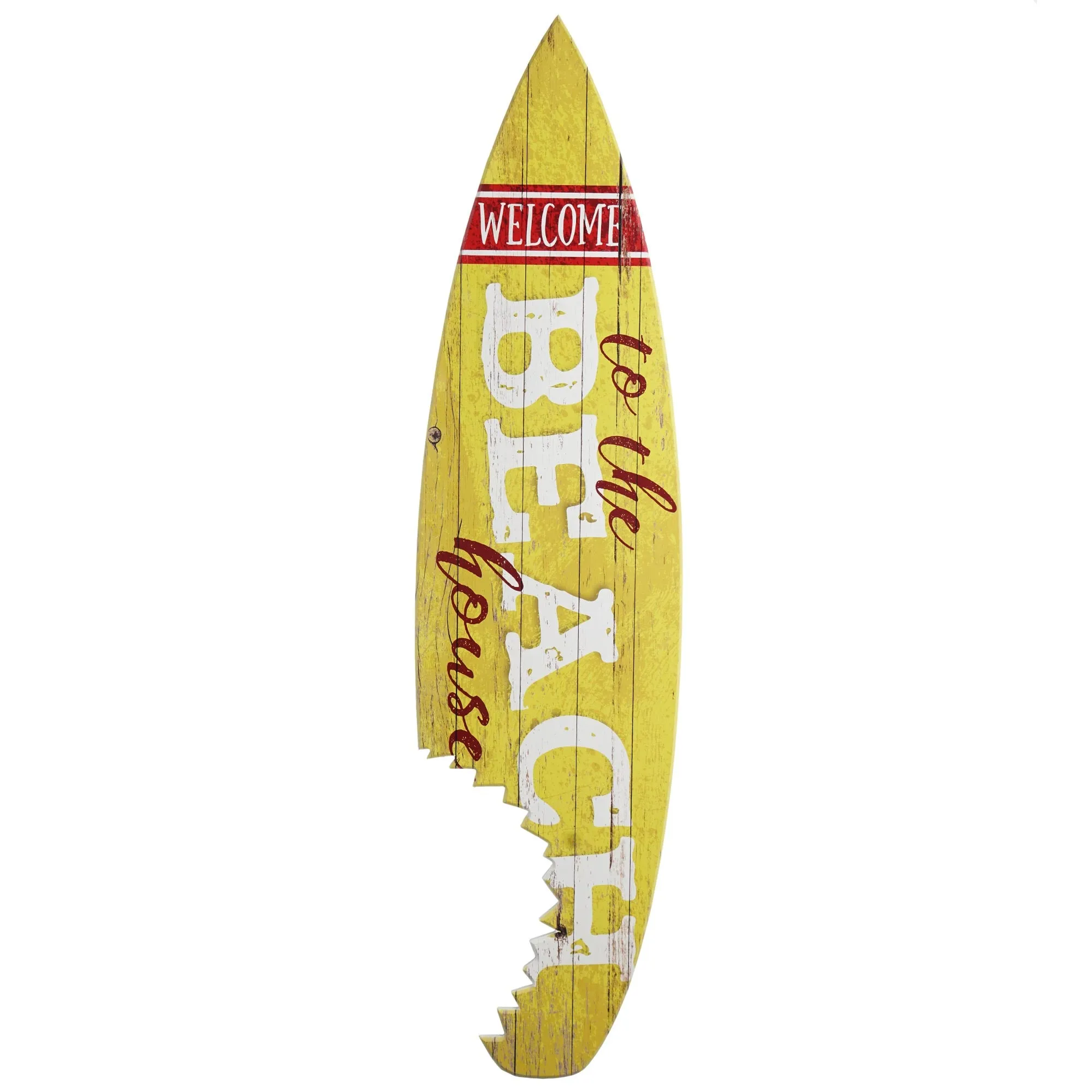 Welcome to the Beach House Shark Bite Surfboard Wall Decor - 60"x15"