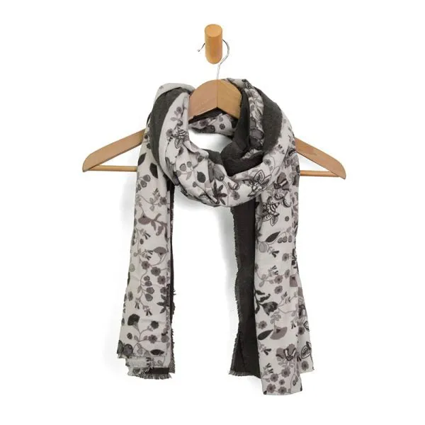 Whimsical Floral Ivory Scarf